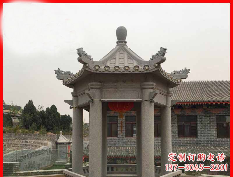 徐州大理石六角凉亭公园石雕 (4)