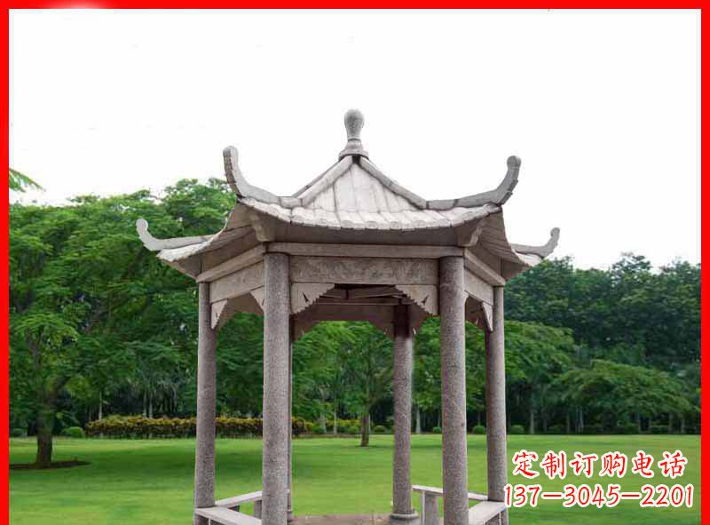徐州大理石六角凉亭园林景观石雕