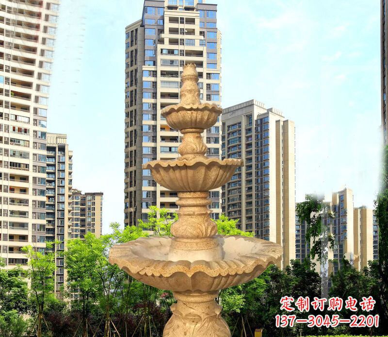 徐州大理石三层喷泉公园石雕 (2)