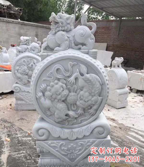徐州大理石狮子抱鼓石雕塑