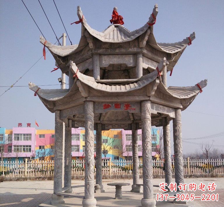徐州大理石双层八角凉亭雕塑
