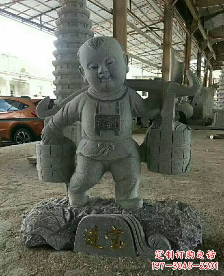 徐州装点童年的大理石招财进宝儿童雕塑