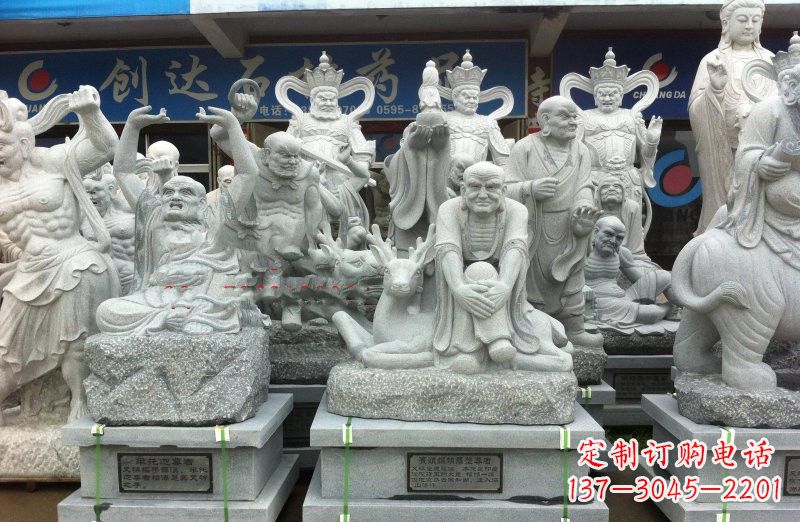 徐州大理石坐式罗汉禅修雕塑