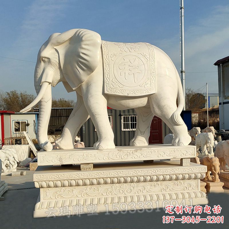 徐州精致大象石雕雕塑