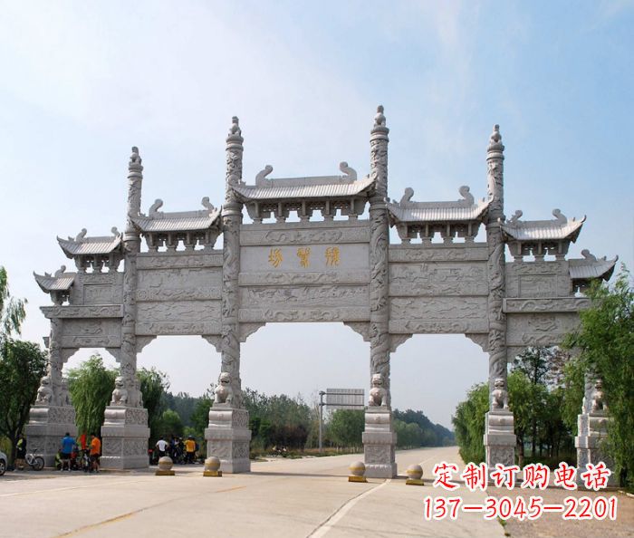 徐州大型五门道路石雕牌坊定制