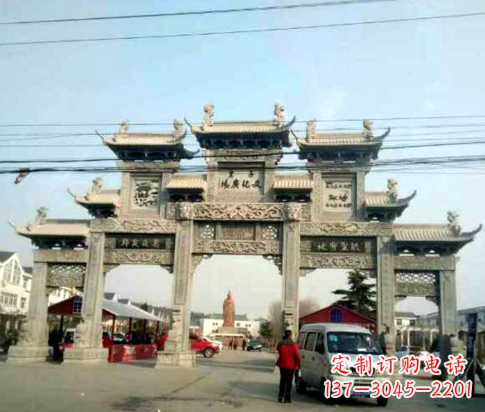 徐州大型五门石雕牌坊 (3)