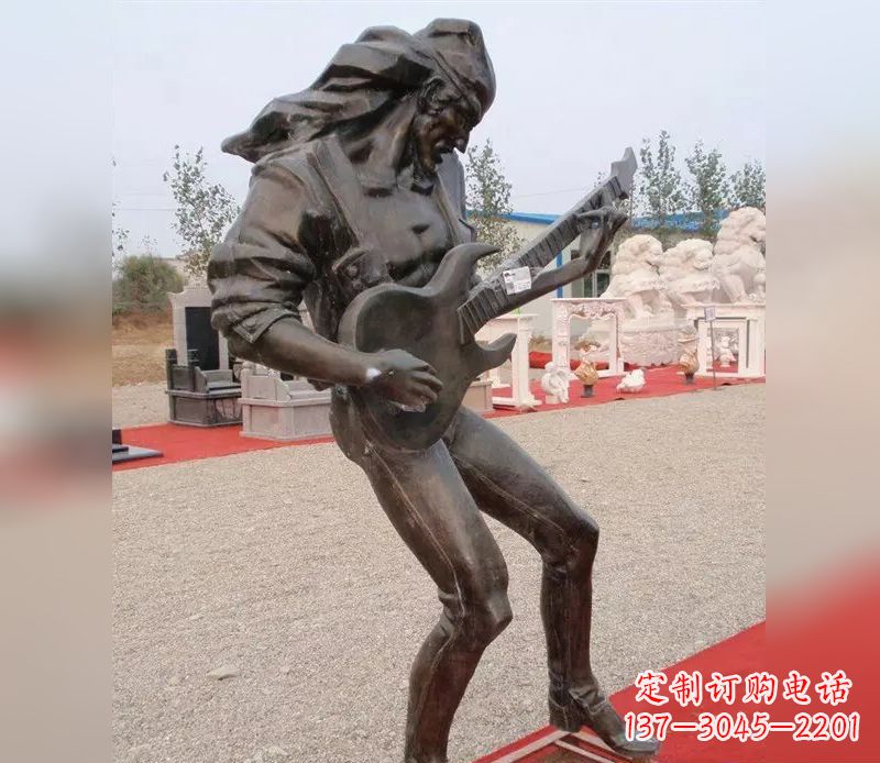 徐州弹吉他广场小品人物铜雕