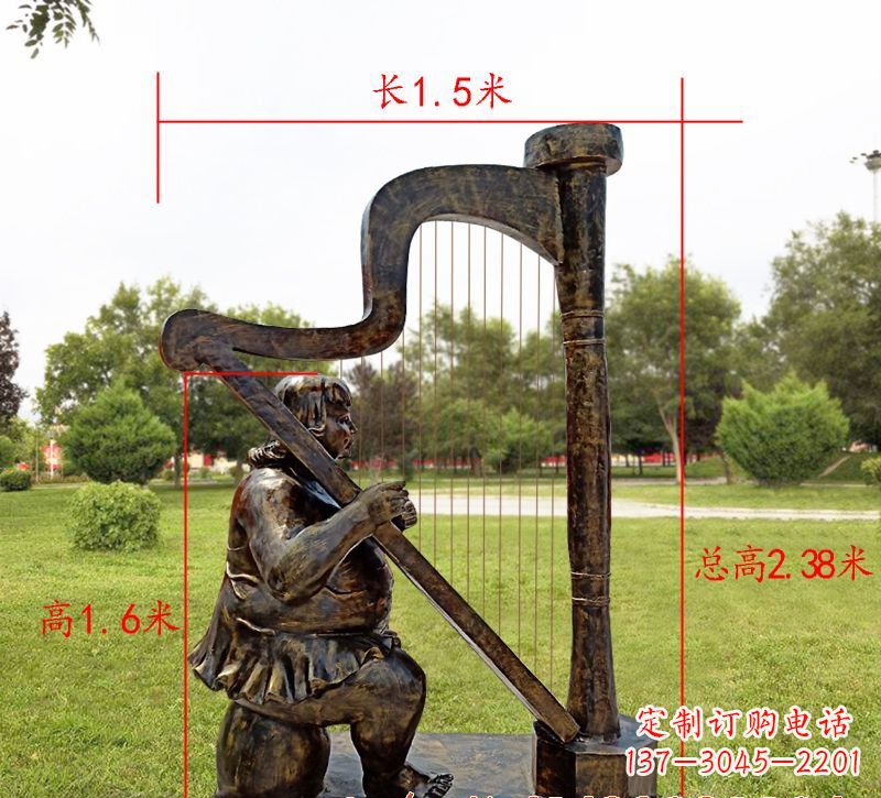 徐州手工铜制竖琴雕塑