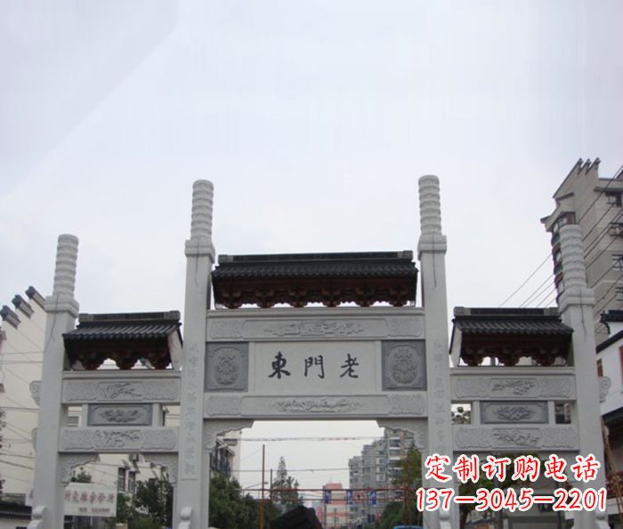 徐州精美三门石牌坊雕塑