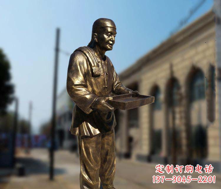 徐州古典神秘的店小二人物铜雕