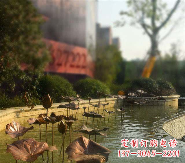 徐州锻铜荷花荷叶小区景观雕塑