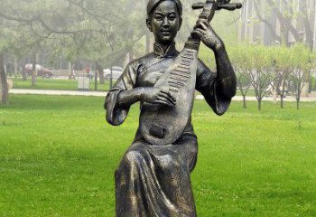 徐州高质量青铜人物弹琵琶雕塑