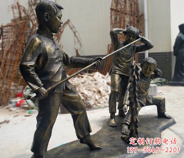 徐州儿童放鞭炮庭院景观铜雕塑