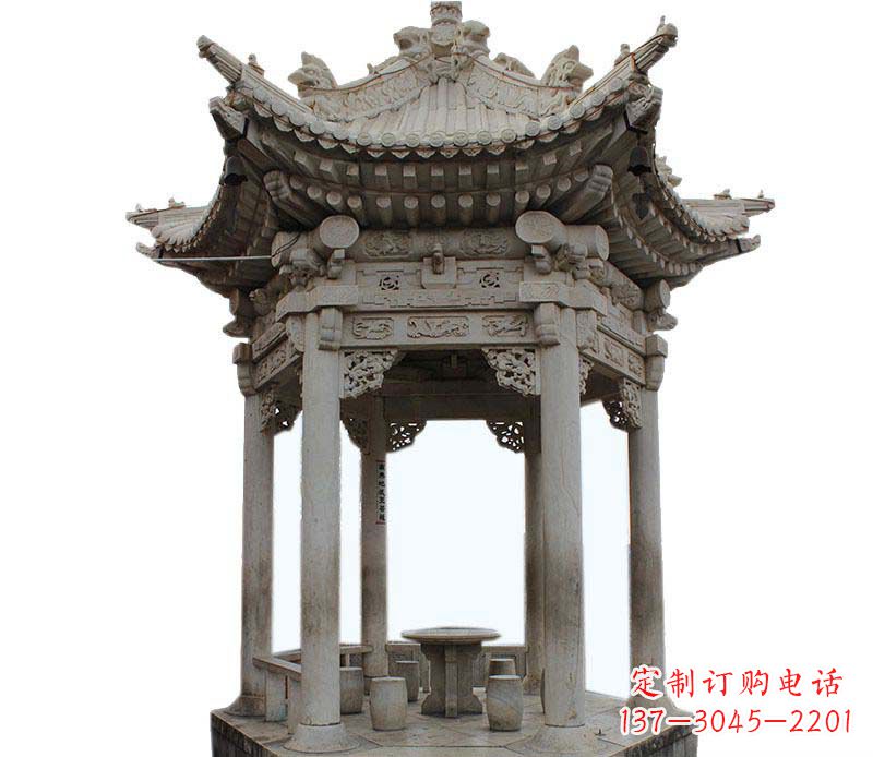 徐州仿古六角凉亭石雕 