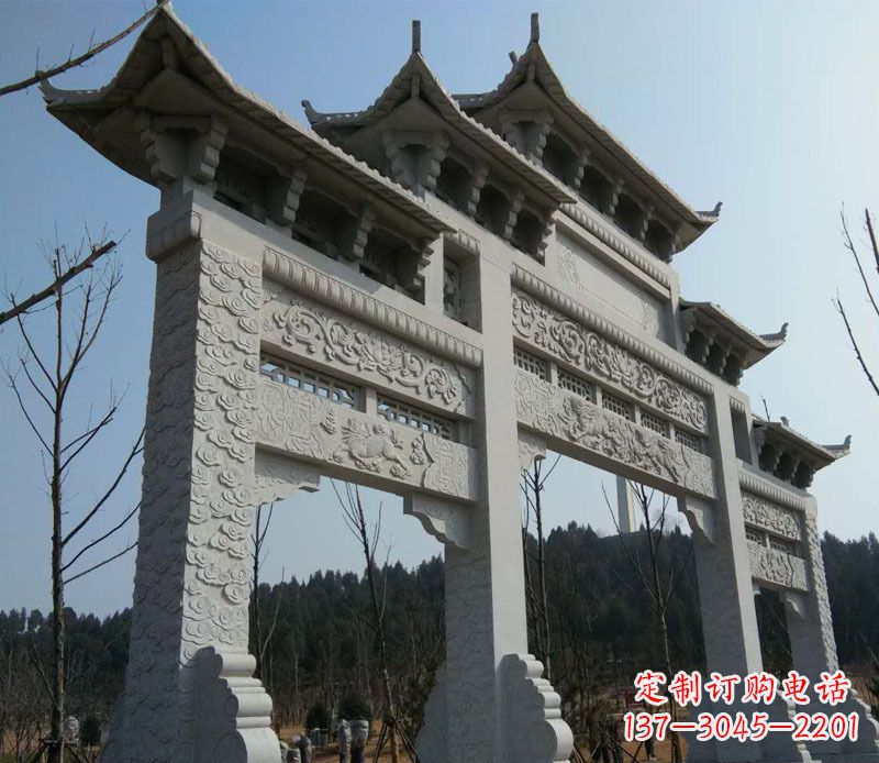 徐州仿古三门牌坊景观石雕
