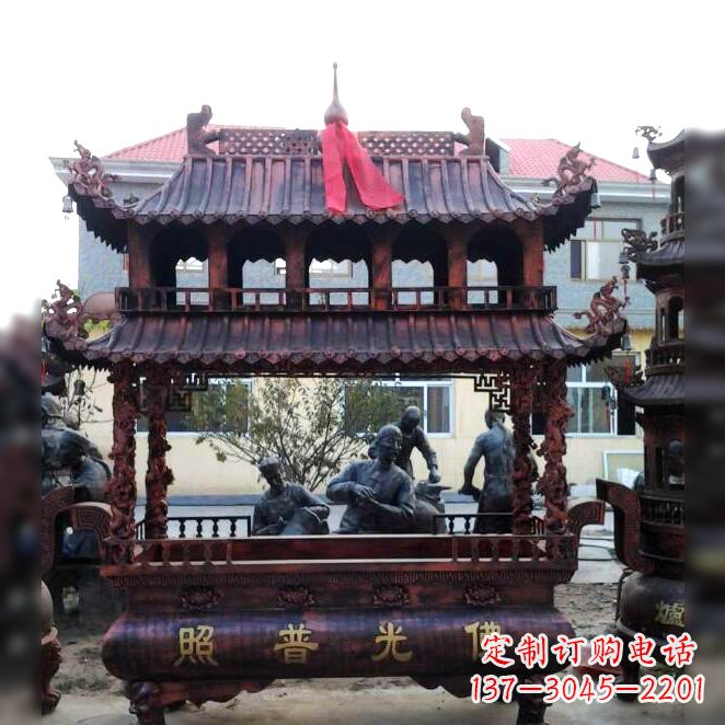 徐州古典风格三足铜香炉定制雕塑