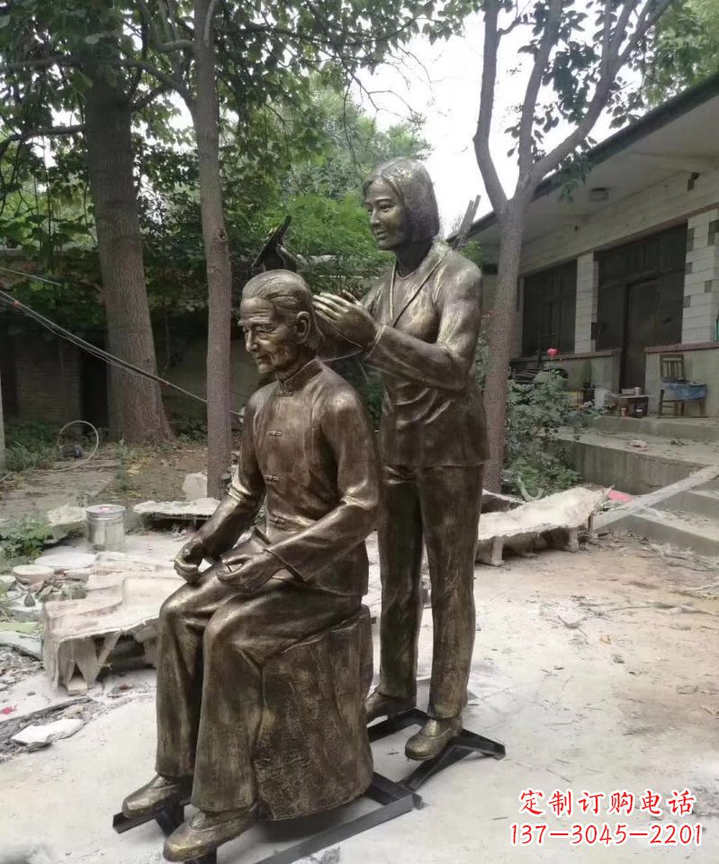 徐州产品名称纪念母亲的梳头人物铜雕