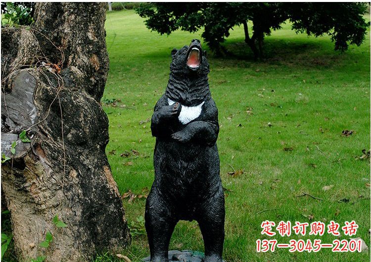 徐州公园风情玻璃钢仿真黑熊雕塑