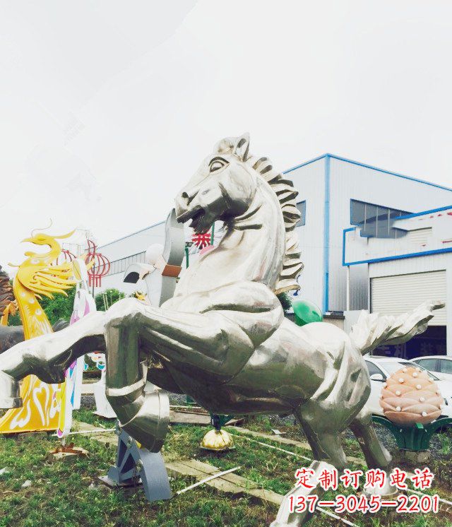 徐州公园不锈钢奔马雕塑 (2)