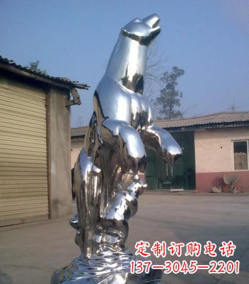 徐州公园不锈钢抽象北极熊动物雕塑