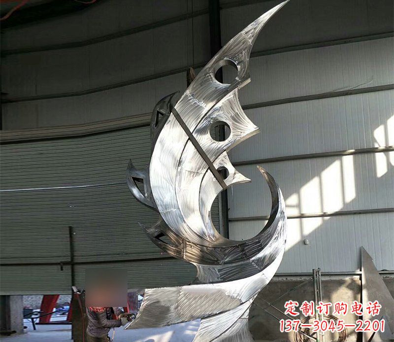 徐州公园不锈钢抽象凤凰景观雕塑 (3)