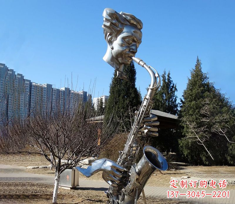 徐州纪念性不锈钢萨克斯头像雕塑