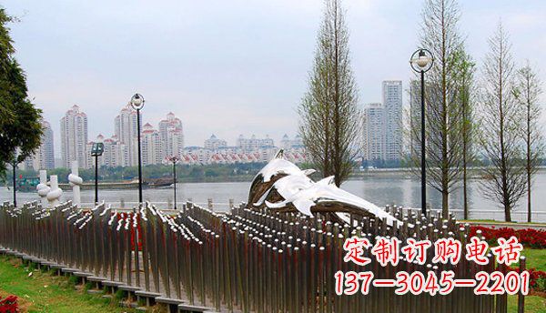 徐州动物主题不锈钢海豚雕塑