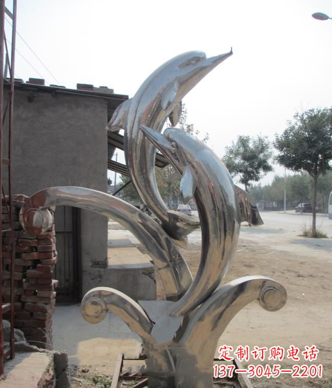 徐州倾情展示——室外可靠不锈钢海豚雕塑