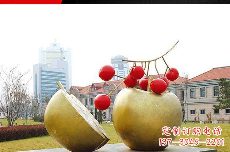 徐州公园不锈钢苹果樱桃雕塑