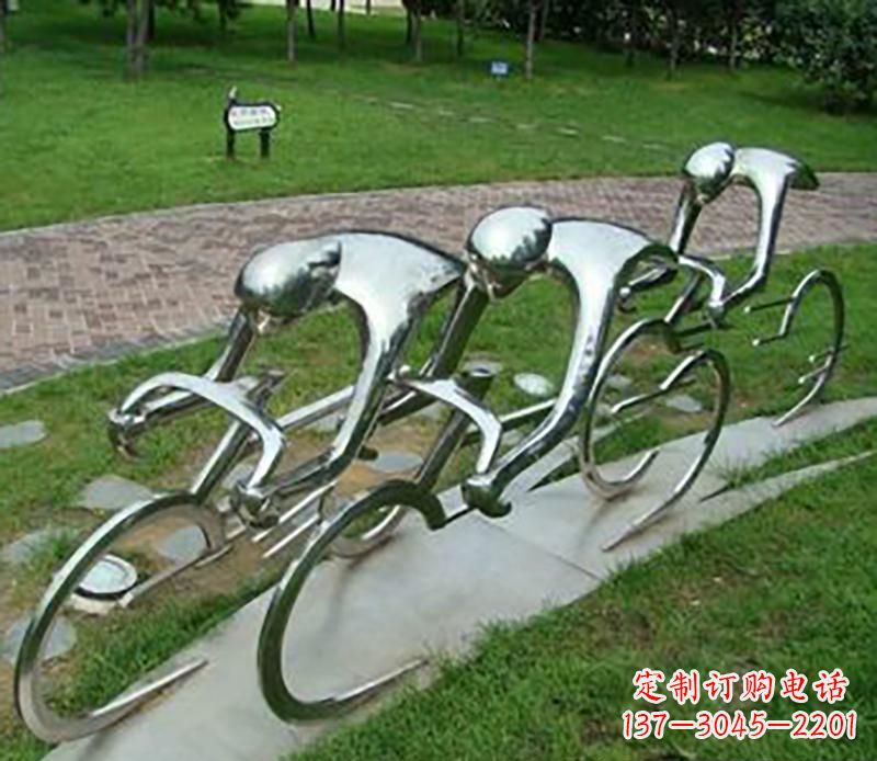 徐州公园不锈钢骑自行车抽象雕塑