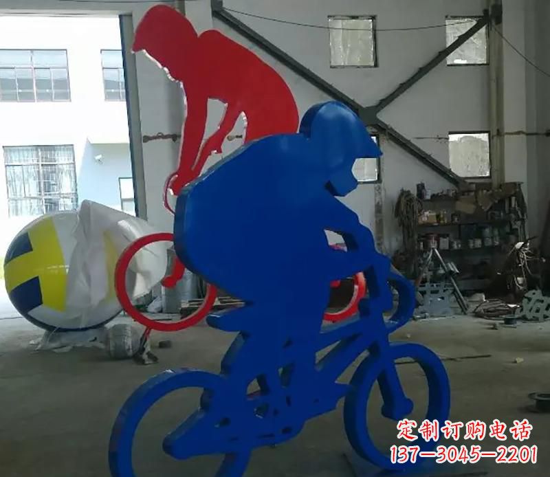 徐州公园不锈钢骑自行车运动人物雕塑