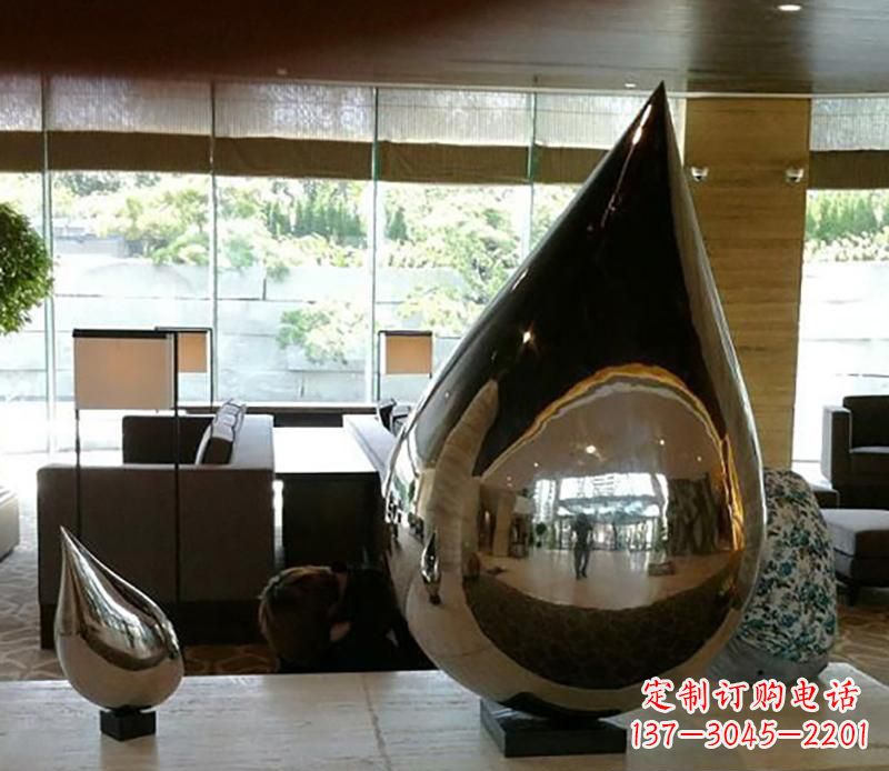 徐州公园不锈钢水滴球景观雕塑