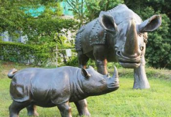 徐州犀牛铜雕-公园园林草坪室内外装饰雕塑