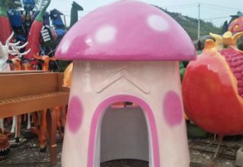 徐州精致彩绘蘑菇屋雕塑