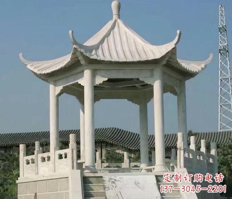 徐州极具视觉冲击力的大理石六角石凉亭雕塑