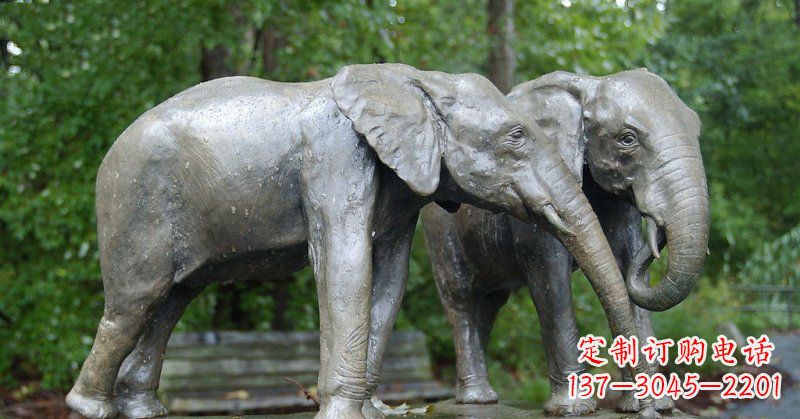 徐州公园大象动物铜雕 (2)
