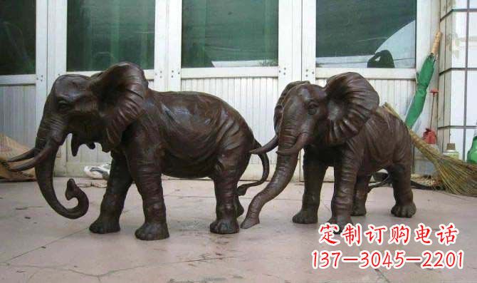徐州公园大象招财动物铜雕