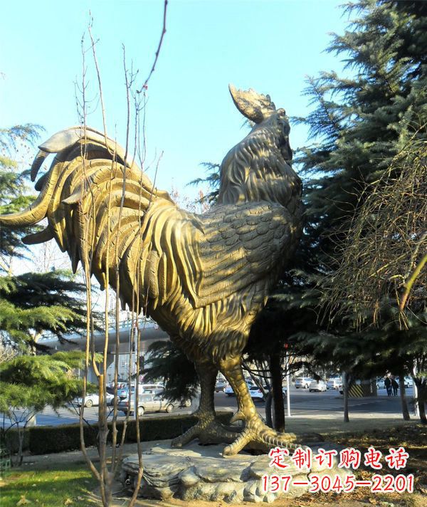 徐州公园公鸡动物铜雕