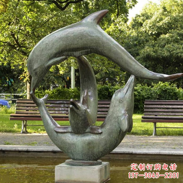 徐州公园海豚水景景观铜雕喷泉
