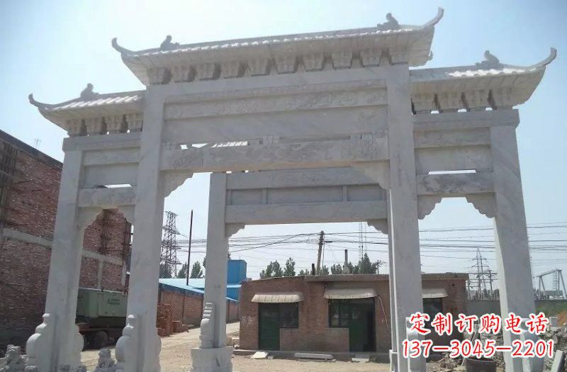 徐州牌坊石雕 – 三门牌坊石雕，极具风格的艺术品