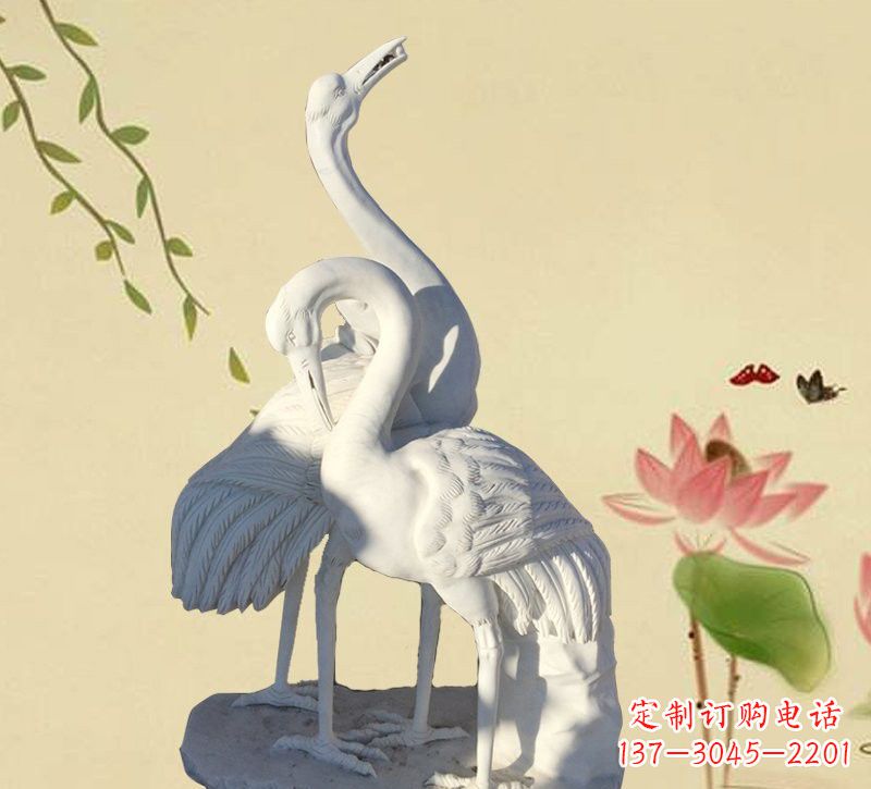 徐州公园汉白玉仙鹤石雕