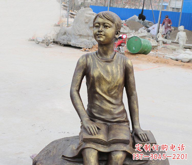 徐州铜雕景观摆件——“女孩看书”