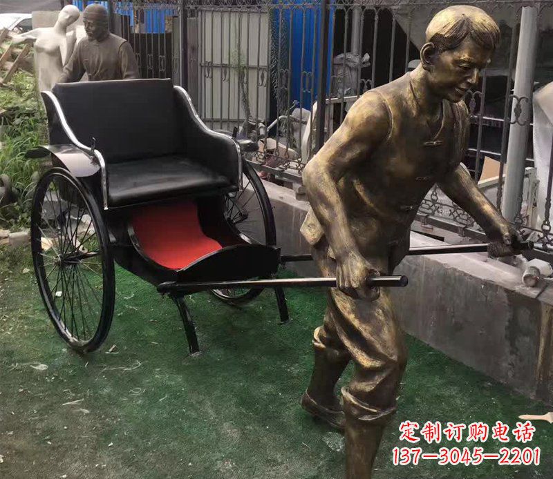 徐州精美铜雕车夫人物雕塑