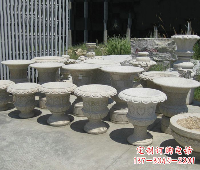 徐州公园景观大理石花盆石雕 (6)