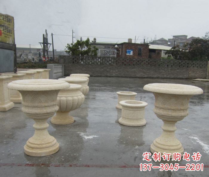 徐州完美绽放——大理石花盆石雕