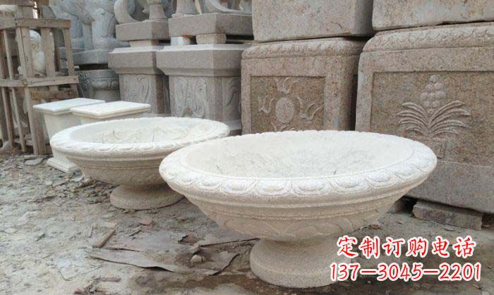 徐州公园景观大理石花盆石雕