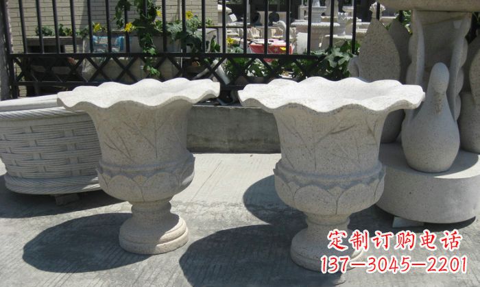 徐州公园景观大理石花盆石雕 (11)