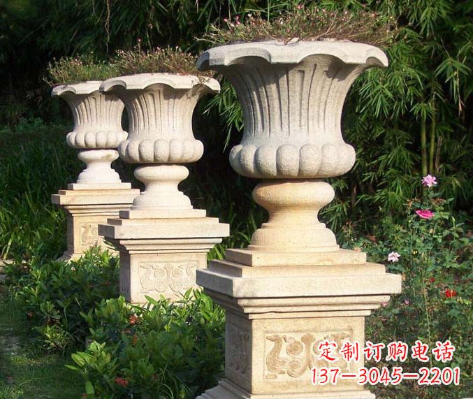 徐州公园景观大理石花盆石雕_1
