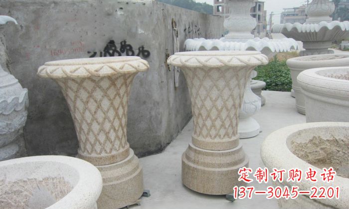 徐州花篮式石雕镂空花盆