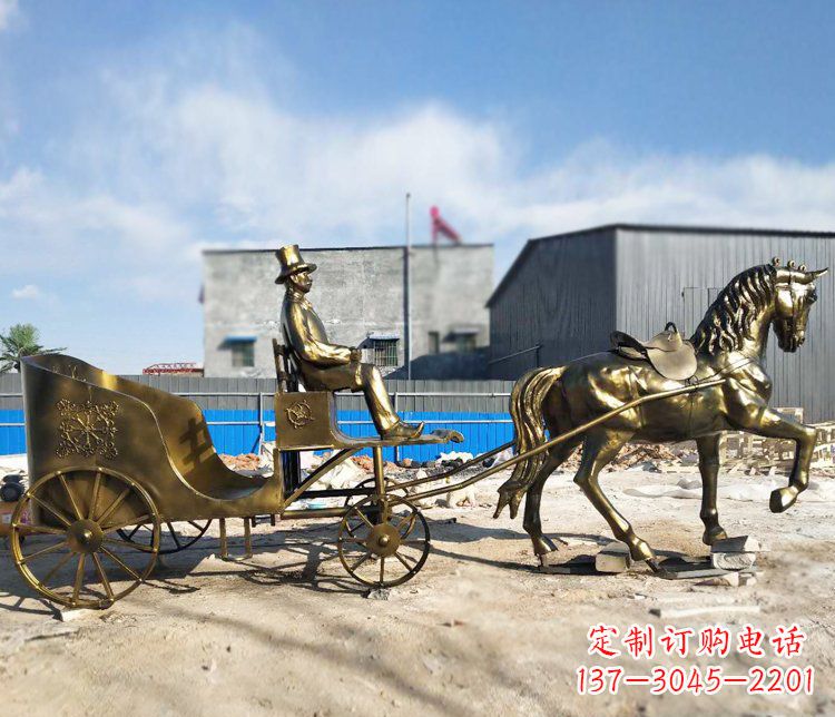 徐州公园景观坐着马车的人物铜雕